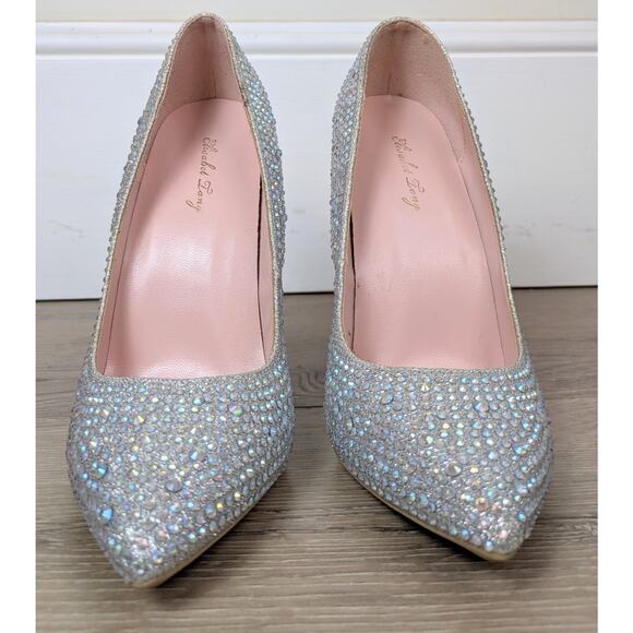 Elisabet Tang Heels Pumps 6 Crystal Rhinestone Stiletto Pointed Event Dressy - Picture 6 of 13